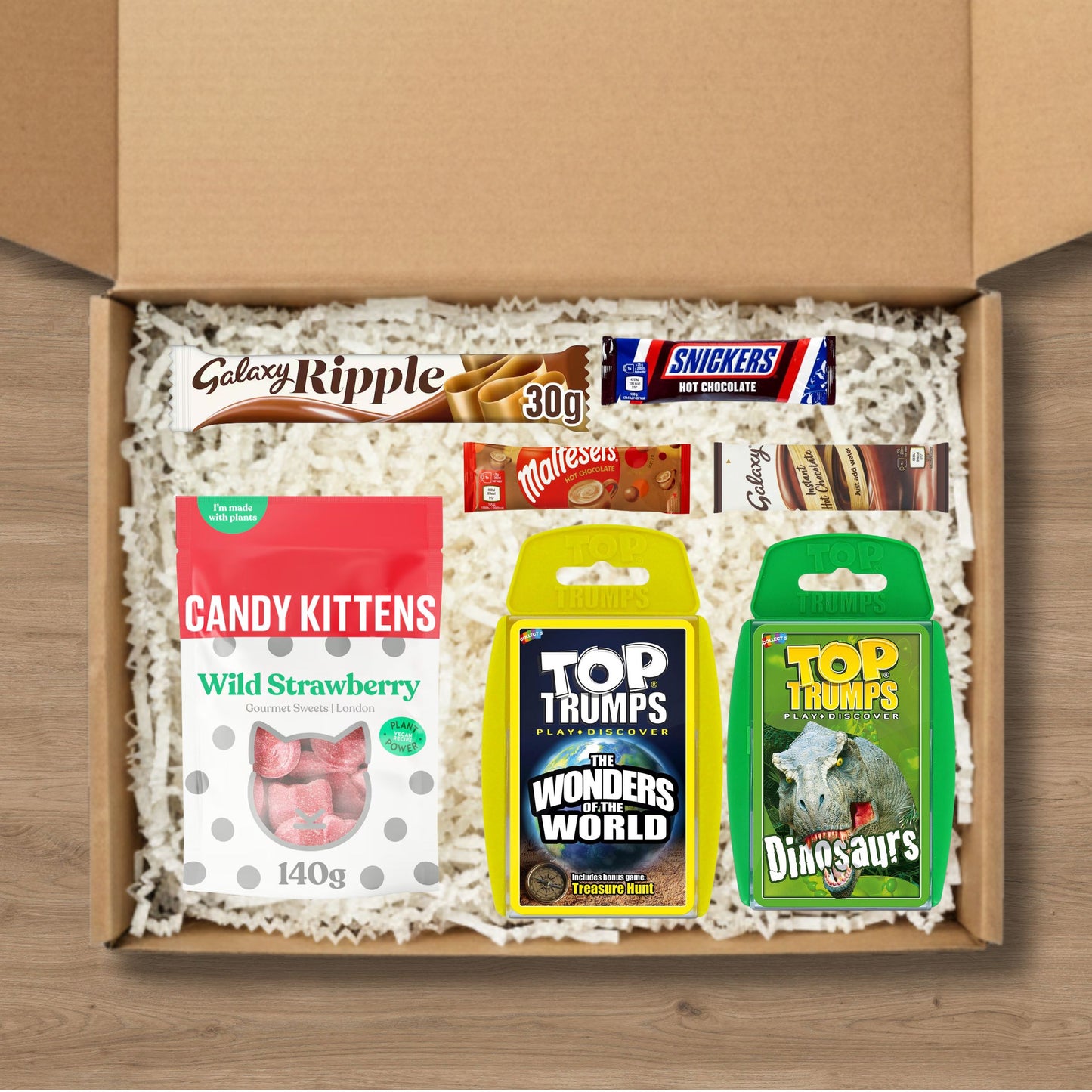 Kids’ Chocolate & Games Gift Box – Hot Chocolate, Galaxy Bar & Top Trumps Cards