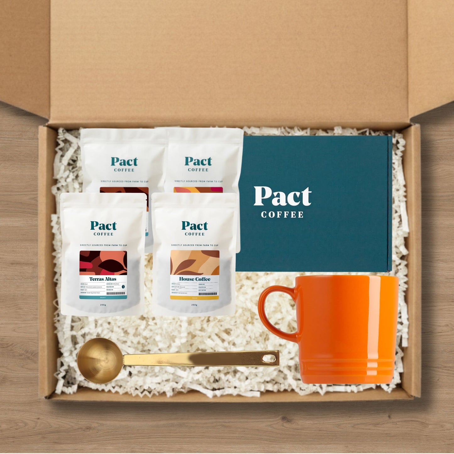 Coffee Gift Set – Pact Specialty Coffee, Le Creuset Mug & Gold Coffee Scoop