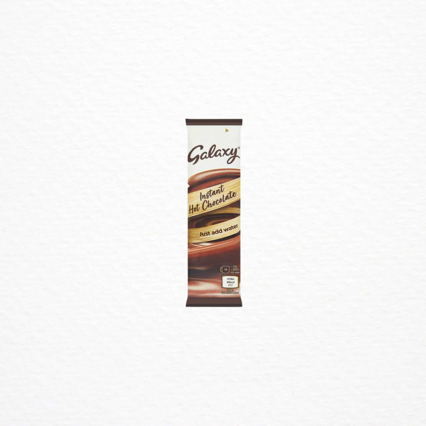 A sachet of celebrations galaxy hot chocolate