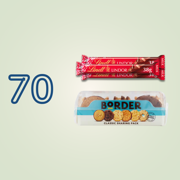 70th Birthday Gifts featuring Border Classic Sharing Pack and Lindt Lindor Milk Chocolate