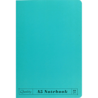 A blue A5-sized notepad