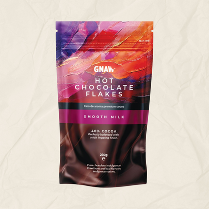 A 250g packet of GNAW hot chocolate flakes
