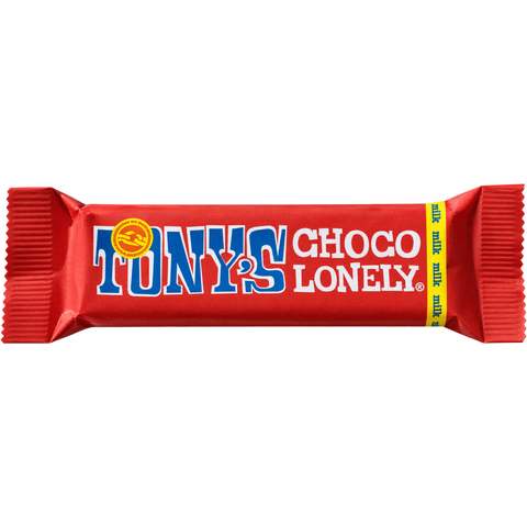 A bar of Tony's Chocolonely milk chocolate