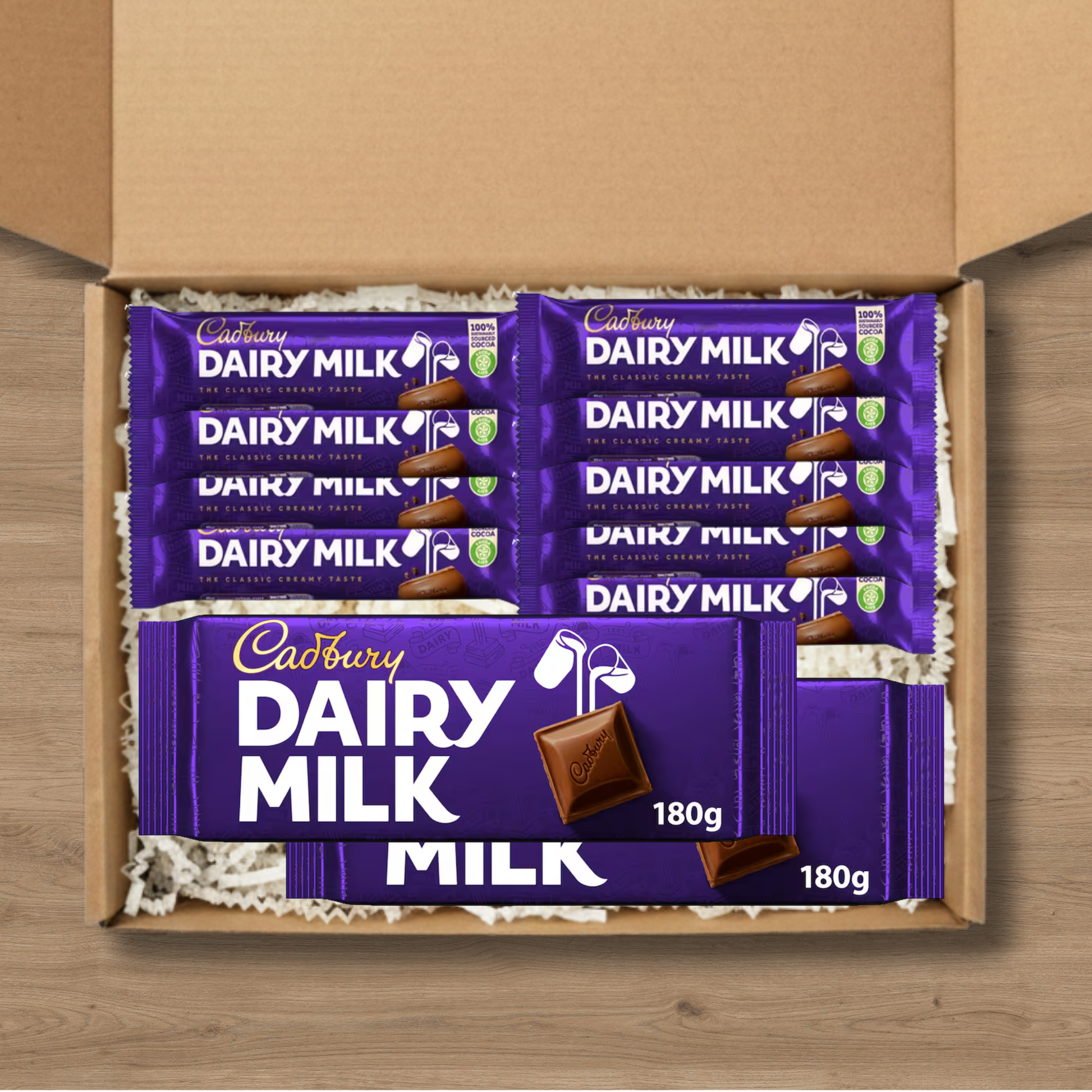 Large Cadbury Dairy Milk gift box with multiple bars and sharing-size 180g bars
