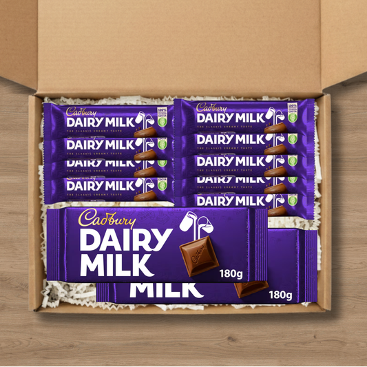 Large Cadbury Dairy Milk gift box with multiple bars and sharing-size 180g bars