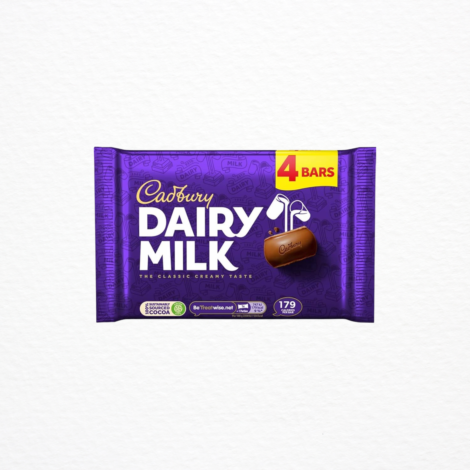 4 pack of Cadbury Dairy Milk chocolate bars