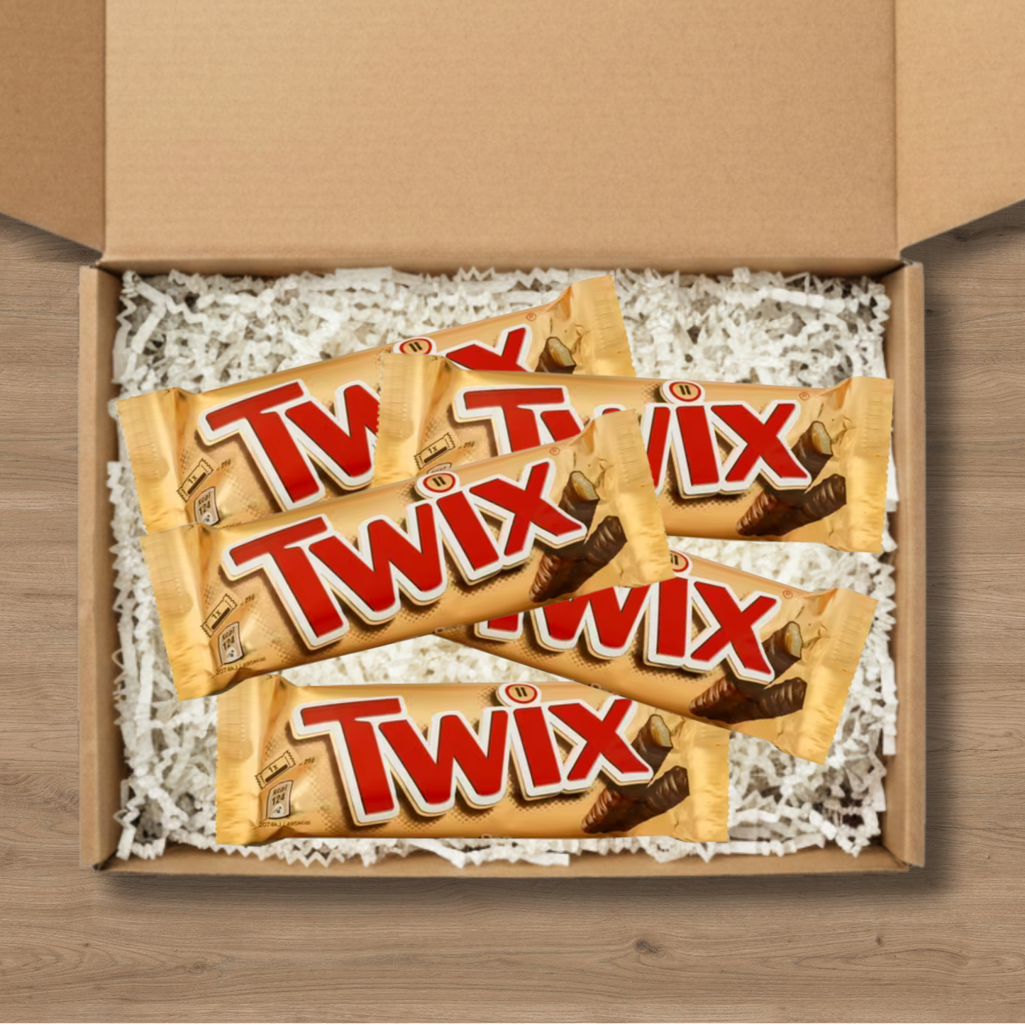 A gift box containing 5 Twix chocolate bars